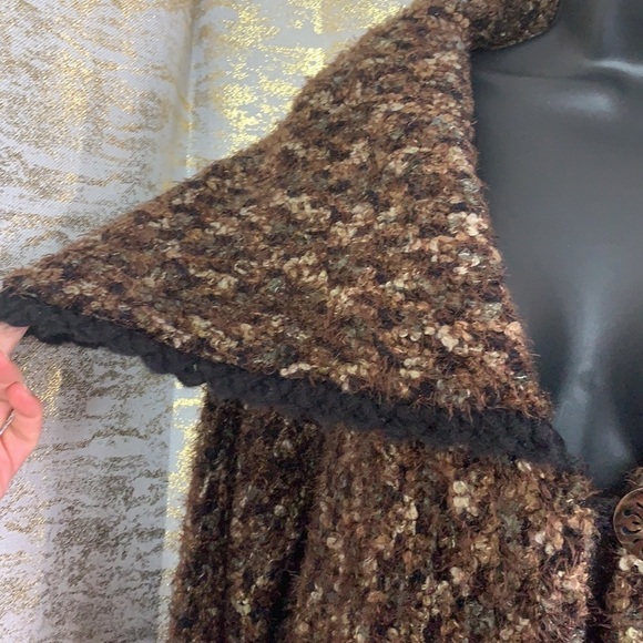 Vintage🧚♀️Brown Susan Bristol wool blend knitted cardigan Size L - Picture 4 of 11